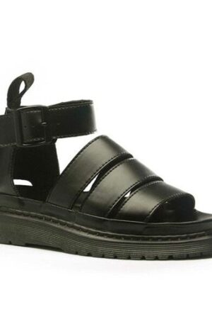 Sandalia cangrejera estilo Romana negra plataformas