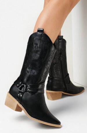 Bota cowboy polipiel negra