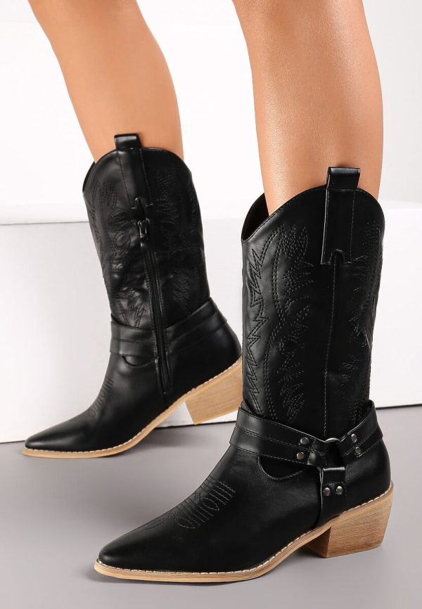 Bota cowboy polipiel negra - Imagen 3