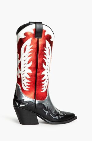 Bota cowboy Corina rojo/plata