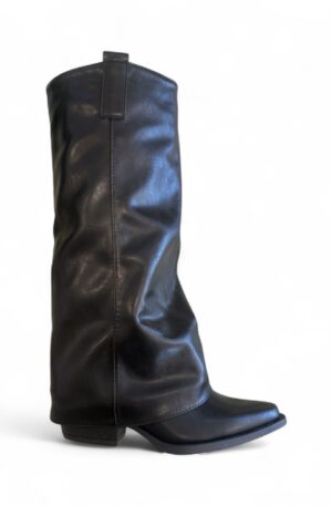 Bota alta faldón negra