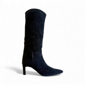 Bota alta negra tacón fino