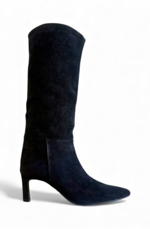 Bota alta negra tacón fino