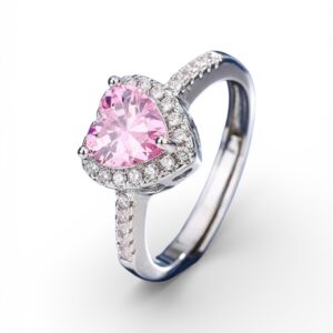 Anillo acero inoxidable corazón rosa