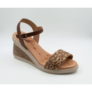 Zirina Piel marrón/oro cuña extraíble