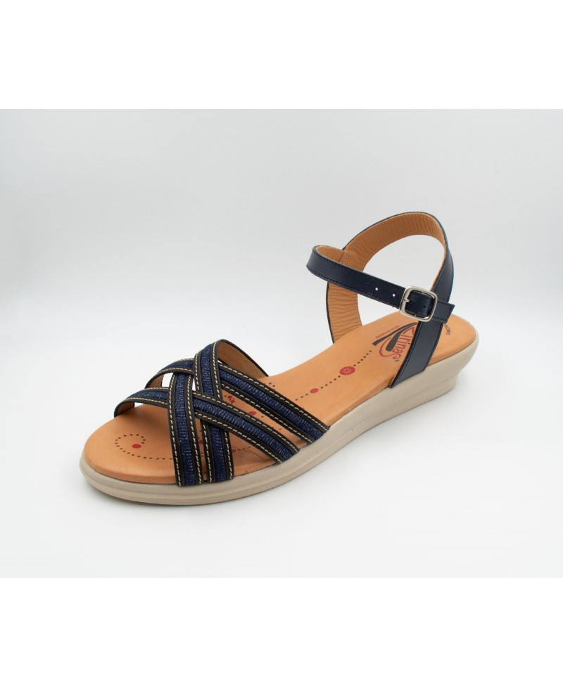 Zirina negra/azul piel cruzada cuña extraíble - Imagen 2