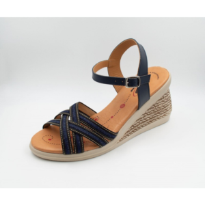 Zirina negra/azul piel cruzada cuña extraíble