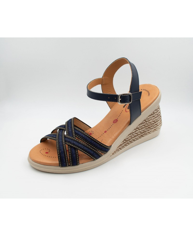 Zirina negra/azul piel cruzada cuña extraíble