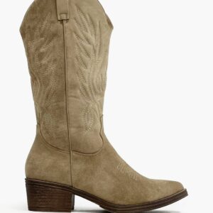 Bota cowboy kaki tacón bajo